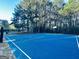 A vibrant blue basketball court surrounded by lush trees at 114 Rolling Grn, Peachtree City, GA 30269