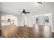 Spacious living area with hardwood floors, and an open view of the kitchen at 505 Summer Ter, Woodstock, GA 30189