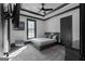 Modern bedroom features a neutral color palette, recessed lighting, and stylish furniture at 4100 Oak Hill Rd, Douglasville, GA 30135