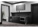 Wet bar featuring dark cabinets, granite countertops, stainless steel microwave and wine cooler at 4100 Oak Hill Rd, Douglasville, GA 30135