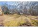Large backyard featuring green space with a shed and some wooded area at 6365 Mountain View Trl, Cumming, GA 30041