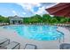 Sparkling community pool with comfortable lounge chairs and shaded seating areas for relaxing and enjoying the outdoors at 166 Silverton Dr, Dacula, GA 30019