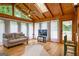 Bright sunroom featuring wood paneled walls, a skylight, hardwood floors and lots of windows at 2431 Weatherford Ct, Marietta, GA 30068