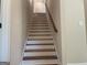 Wooden stairway featuring white risers and a wooden handrail providing access to upper levels at 240 Jay Trl, Fayetteville, GA 30215