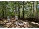 Backyard fire pit and seating area in a wooded area at 332 Black Willow Ct, Locust Grove, GA 30248