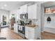 Well-lit kitchen with white cabinets, granite counters, stainless steel appliances, and eat in nook at 445 Sawmill Trce, Hampton, GA 30228