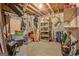 Unfinished basement with exposed ceiling joists and concrete walls with storage at 2510 Shoreline Pkwy, Villa Rica, GA 30180