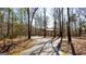 Scenic view of a winding driveway leading through a wooded area with lush greenery at 430 Gregory Rd, Covington, GA 30014