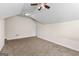 This bedroom has carpet, a ceiling fan, and a vaulted ceiling at 510 Virginia Highlands, Fayetteville, GA 30215