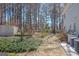 Landscaped backyard with lush ground cover and mature trees provides a serene outdoor space at 339 Kensington Dr, Peachtree City, GA 30269