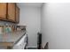 Functional laundry room featuring granite countertop and ample upper cabinet storage at 1500 Highway 155 North, Mcdonough, GA 30252