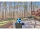 Backyard with patio seating and a well-manicured lawn, offering a private and relaxing outdoor space at 140 Rockglen Ct, Fayetteville, GA 30215