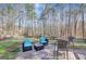 Backyard patio with outdoor seating, perfect for relaxing and enjoying the landscaped yard at 140 Rockglen Ct, Fayetteville, GA 30215