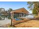 Wooden boat dock on the calm lake at 1190 Plantation Dr, Villa Rica, GA 30180