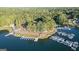 Aerial shot showcasing marina docks and boat slips at 1190 Plantation Dr, Villa Rica, GA 30180