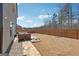 Fenced backyard with stone walkway, outdoor seating, and ample space for entertainment at 6910 Newcastle Ct, Fairburn, GA 30213