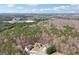 Aerial view of homes nestled amongst a canopy of mature trees with city skyline in the distance at 204 Eleanor Ct, Stockbridge, GA 30281