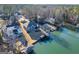 Stunning aerial view of waterfront homes with private docks on a serene lake setting at 1278 Heritage Dr, Villa Rica, GA 30180