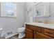 Cozy bathroom featuring natural light, a sleek vanity, and fresh white toilet and toilet paper holder at 2612 New Haven Dr, Jonesboro, GA 30236