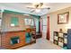Cozy bedroom featuring a unique log cabin style bunk bed, carpeting and neutral paint at 305 Cranmore Pl, Villa Rica, GA 30180