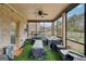 Enclosed patio featuring a ceiling fan and protected furniture for year-round enjoyment at 3225 Alhambra Cir, Hampton, GA 30228