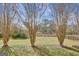 Large backyard featuring mature crape myrtles and a full, green lawn with a wood fence in the background at 912 Shadow Ridge Cir, Stockbridge, GA 30281