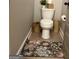 Cozy powder room featuring floral rug, toilet, and woven hampers at 275 Nutt Dr, Locust Grove, GA 30248