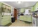 Efficient kitchen with bright cabinets, linoleum flooring, and ample counter space at 1055 Adrian Sw Cir, Conyers, GA 30094