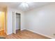 A simple bedroom featuring hardwood floors and closet space at 3821 Rex Mill Sq, Rex, GA 30273