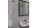 Powder room featuring a sink, mirror, and towel rack at 1659 Hay Patch Ln, Loganville, GA 30052