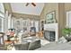 Inviting living room with a fireplace, hardwood floors, and light-filled windows at 300 The Enclave, Peachtree City, GA 30269
