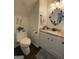 Well-lit half bathroom with granite countertops, modern fixtures, and neutral decor at 133 Ventura Trl, Stockbridge, GA 30281