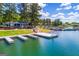 Waterfront marina with docks, boats, and a nearby restaurant on a sunny day at 2304 Larchmont Ct, Villa Rica, GA 30180