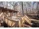 Charming wooden deck with chairs and a table, ideal for enjoying the outdoors in a private setting at 222 Providence Rd, Fayetteville, GA 30215