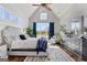 Vaulted ceiling bedroom featuring decor, dresser, rug and sunny windows in neutral color palette at 105 Coogler Way, Brooks, GA 30205