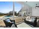 Relaxing screened porch with comfortable seating and views of the pool and backyard at 105 Coogler Way, Brooks, GA 30205