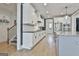 Modern kitchen features white cabinetry, dark countertops, and stainless steel appliances at 415 Discovery Lake Dr, Fayetteville, GA 30215