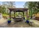 Backyard patio with covered outdoor dining and mature trees at 2341 Elmwood Se Cir, Atlanta, GA 30339