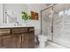 Modern bathroom with marble shower, sleek vanity, and contemporary fixtures at 2581 Astaire Ct, Atlanta, GA 30318