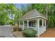 Charming guardhouse at community entrance surrounded by lush trees and landscaping, exuding a welcoming atmosphere at 402 Mill Pond Rd # 402, Roswell, GA 30076