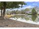 Scenic lake view featuring lush landscaping, serene water, and idyllic homes in a tranquil setting at 402 Mill Pond Rd # 402, Roswell, GA 30076