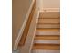 Wood staircase features white wainscoting and a wood railing at 107 Heatherwood Trce, Acworth, GA 30101