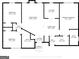 Detailed floor plan showcasing the layout of the home, including bedrooms, living areas, and kitchen at 634 S Jeff Davis Dr, Fayetteville, GA 30215