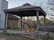 Outdoor pavilion with picnic table and brick columns provides a relaxing outdoor space at 634 S Jeff Davis Dr, Fayetteville, GA 30215
