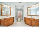 Hall between separated vanities in bathroom at 132 Westmont Way, Tyrone, GA 30290
