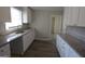 Stylish kitchen with white cabinets, granite countertops, and modern grey flooring at 619 Church Nw St, Atlanta, GA 30318