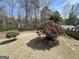 Spacious backyard featuring a well-maintained lawn, mature trees, and wooden perimeter fence at 125 Mcintosh Estates Dr, Sharpsburg, GA 30277