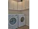 Laundry area featuring a side-by-side washer and dryer and upper storage cabinets at 809 Mcbean Ct, Mcdonough, GA 30252