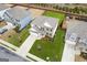 Aerial view of well maintained home showing the grassy lawn and well manicured landscaping at 4365 Sunflower Cir, Cumming, GA 30040