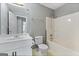 Clean bathroom with a tub/shower combination, a vanity with a sink, and a toilet at 115 Brook Hollow Dr, Mcdonough, GA 30252